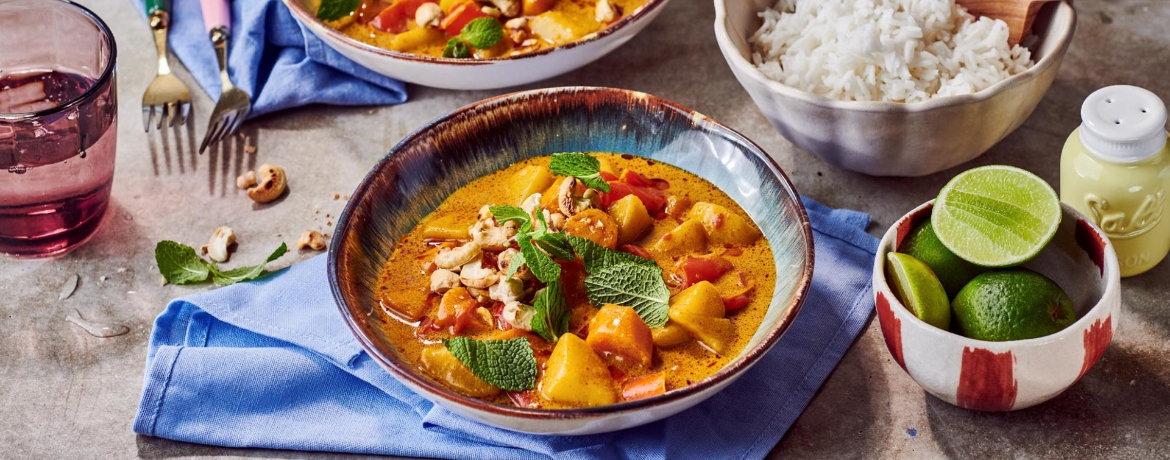 Vegetarisches Curry mit Basmatireis und Cashewkernen für 4 Personen von lidl-kochen.de