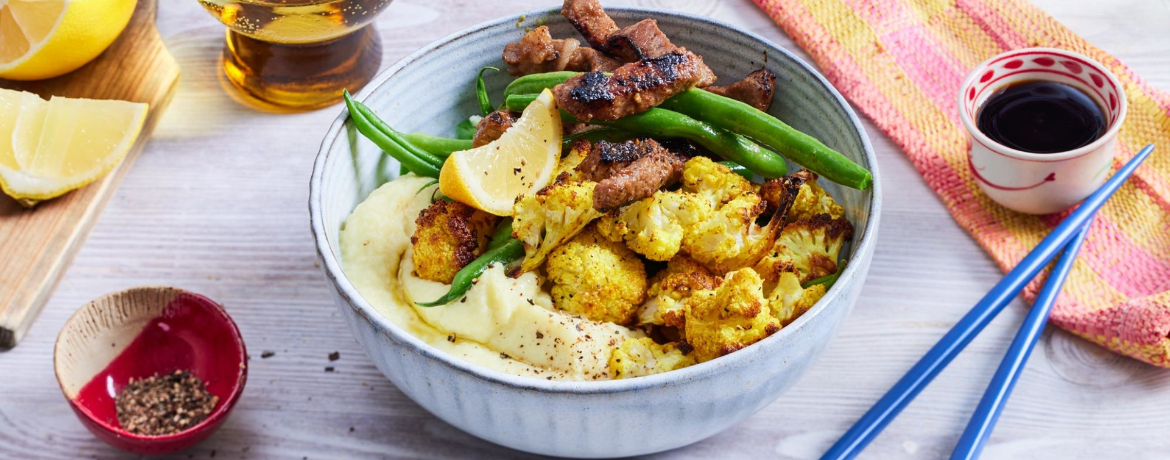 Asiatische Bowl mit mariniertem Schweinerücken für 4 Personen von lidl-kochen.de