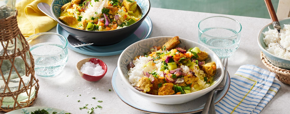 Puten-Tikka-Masala mit buntem Gemüse und Basmatireis für 4,5 Personen von lidl-kochen.de