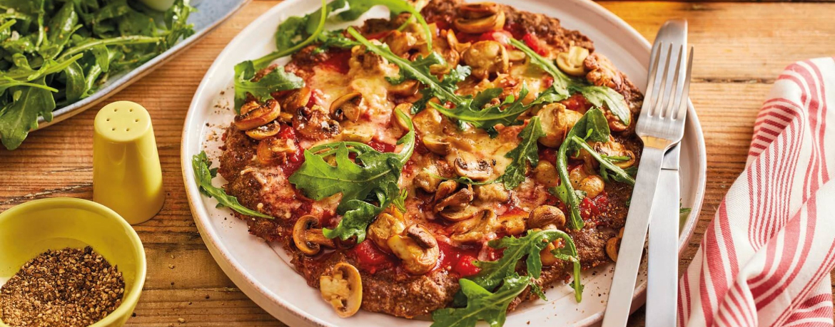 Low-Carb-Pizza mit Champignons und Rucola für 4 Personen von lidl-kochen.de