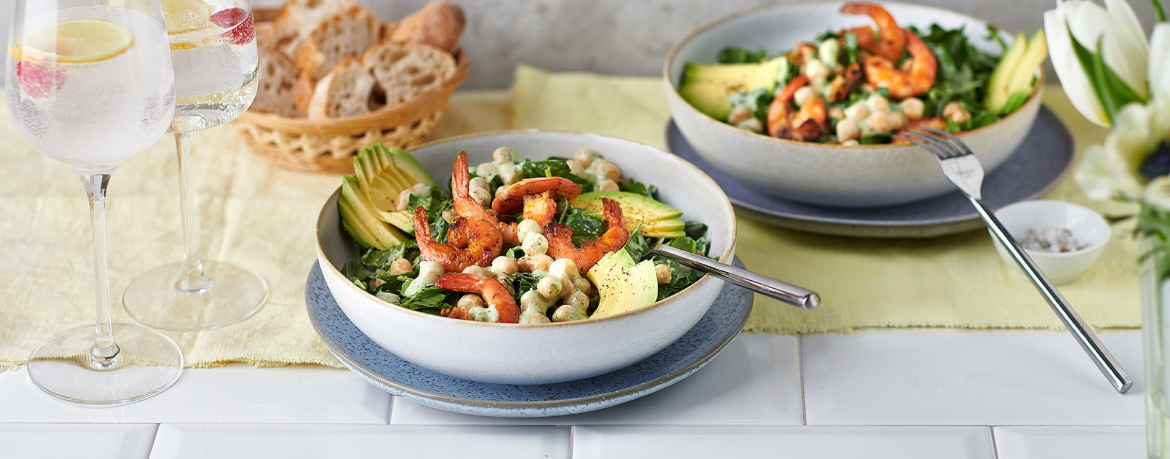 Kichererbsensalat mit Spinat und Chili-Garnelen für 4 Personen von lidl-kochen.de