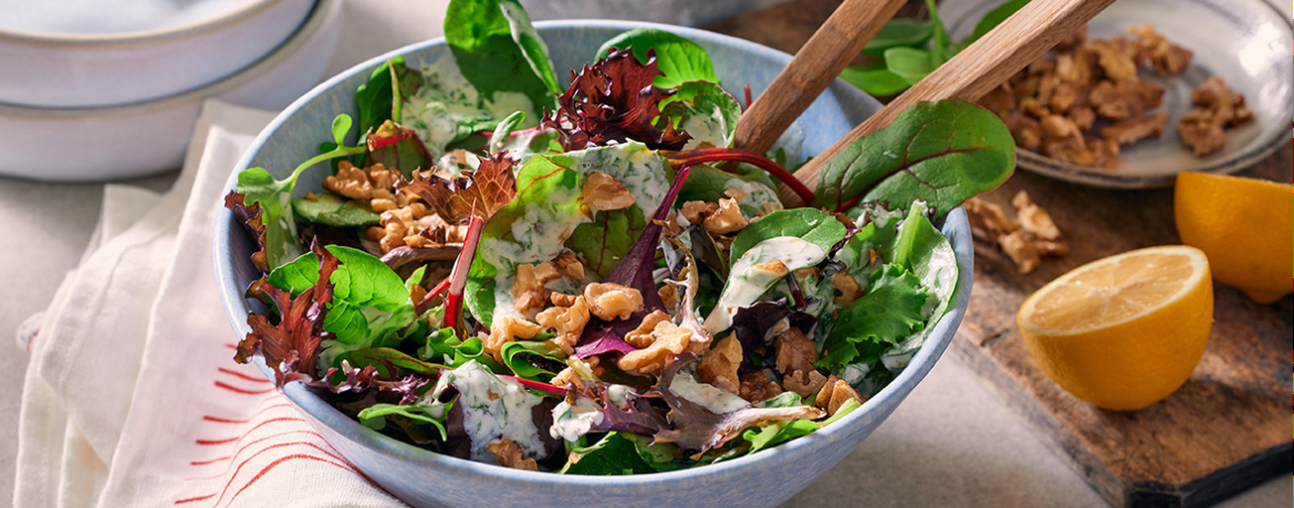 Salat mit Basilikum-Joghurt-Dressing für 4 Personen von lidl-kochen.de