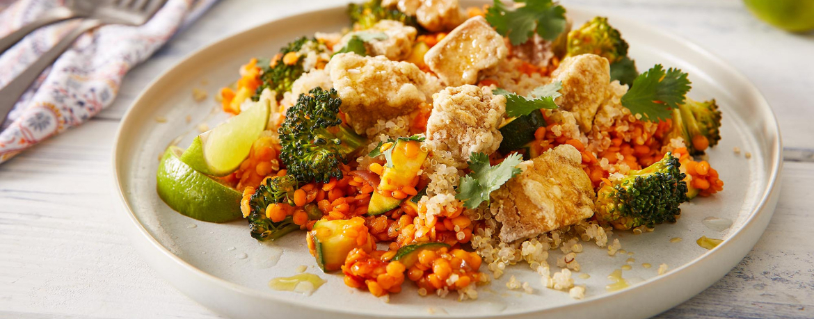 Linsendal mit Brokkoli, Tofu-Bites und Quinoa für 4 Personen von lidl-kochen.de