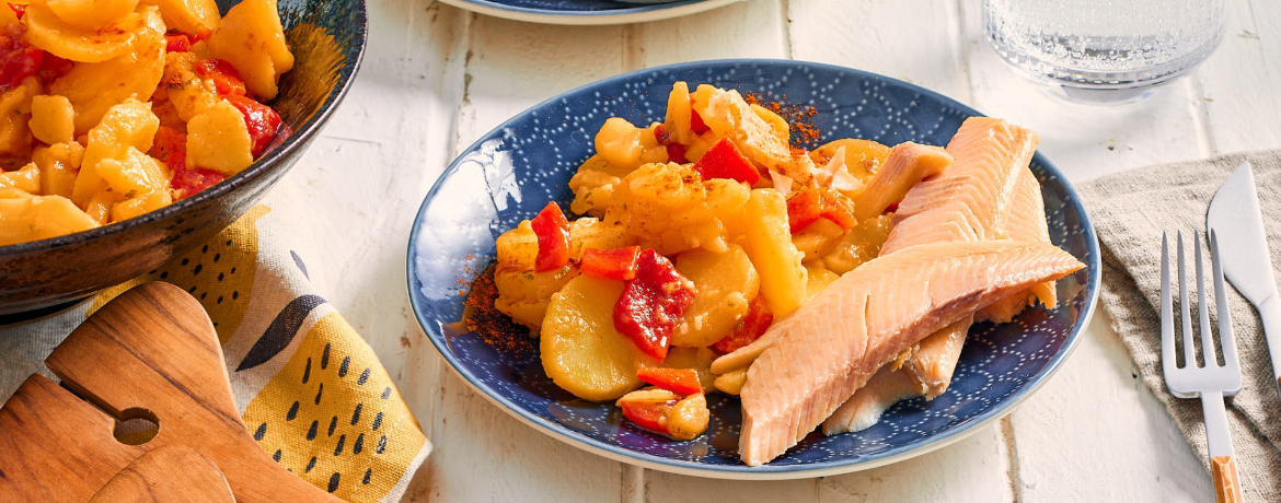 Scharfer Paprika-Kartoffelsalat mit Forelle für 4 Personen von lidl-kochen.de