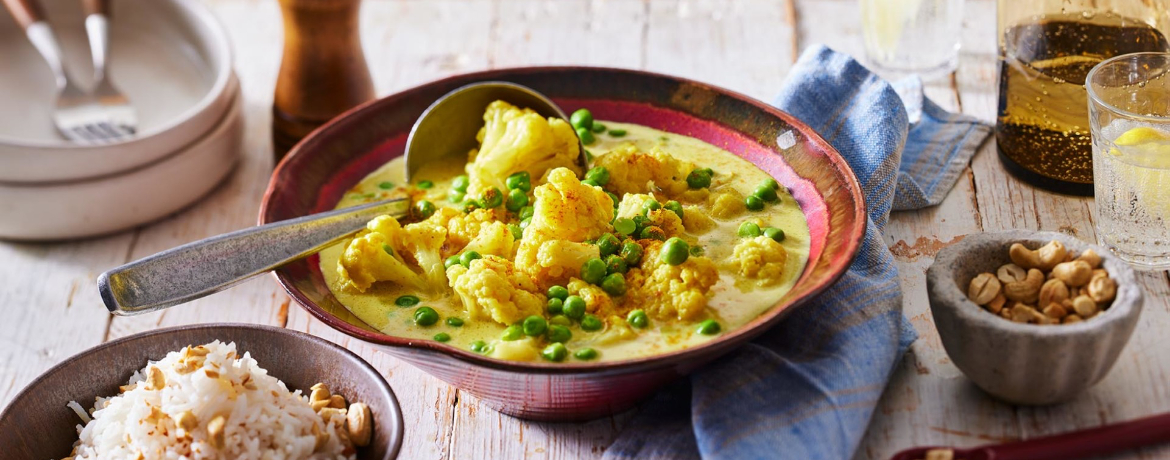 Blumenkohl-Gemüse in Currysahne mit Cashew-Reis für 4 Personen von lidl-kochen.de