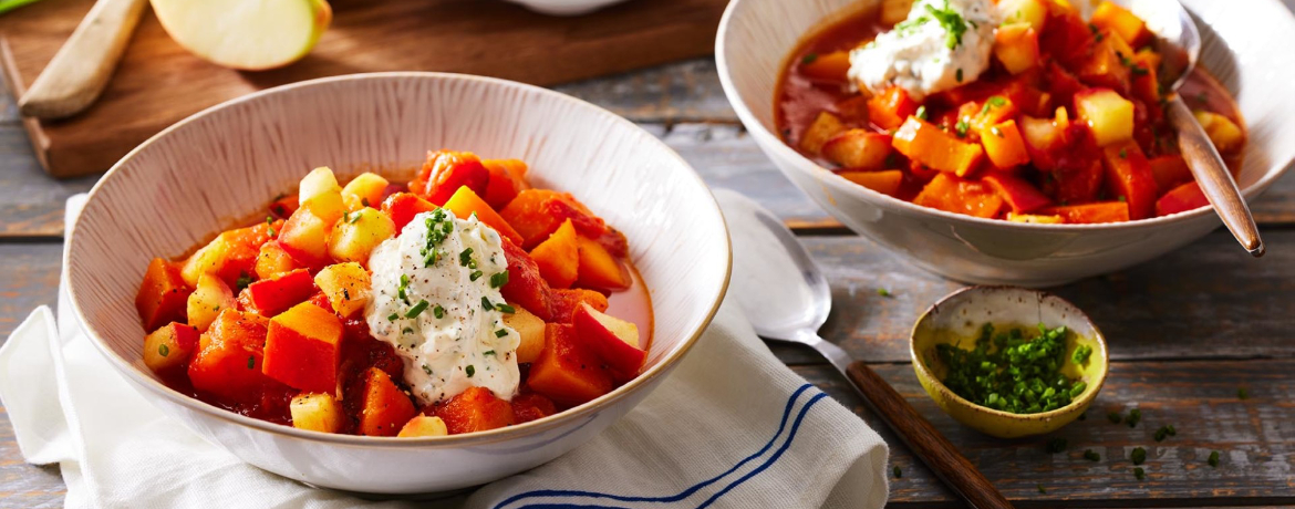 Apfel-Kürbis-Suppe mit Ingwer-Schnittlauch-Crème-fraîche für 4 Personen von lidl-kochen.de