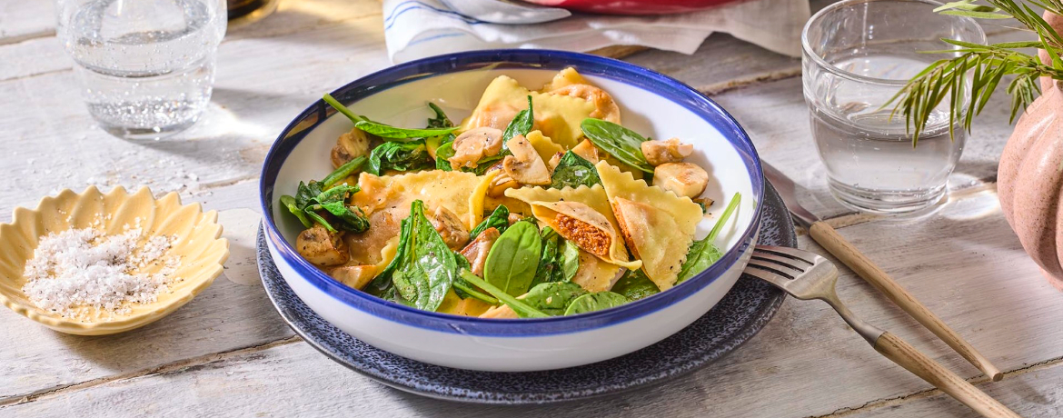 Ravioli mit Pilz-Spinat-Gemüse für 4 Personen von lidl-kochen.de