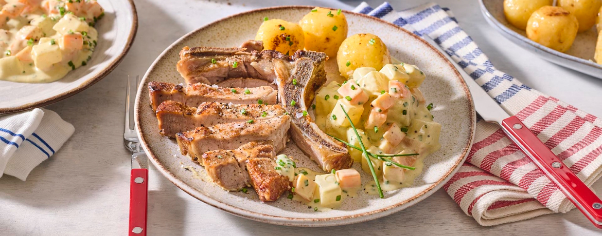 Schweinesteaks mit Frühlingsgemüse und Mini Klößen für 4 Personen von lidl-kochen.de