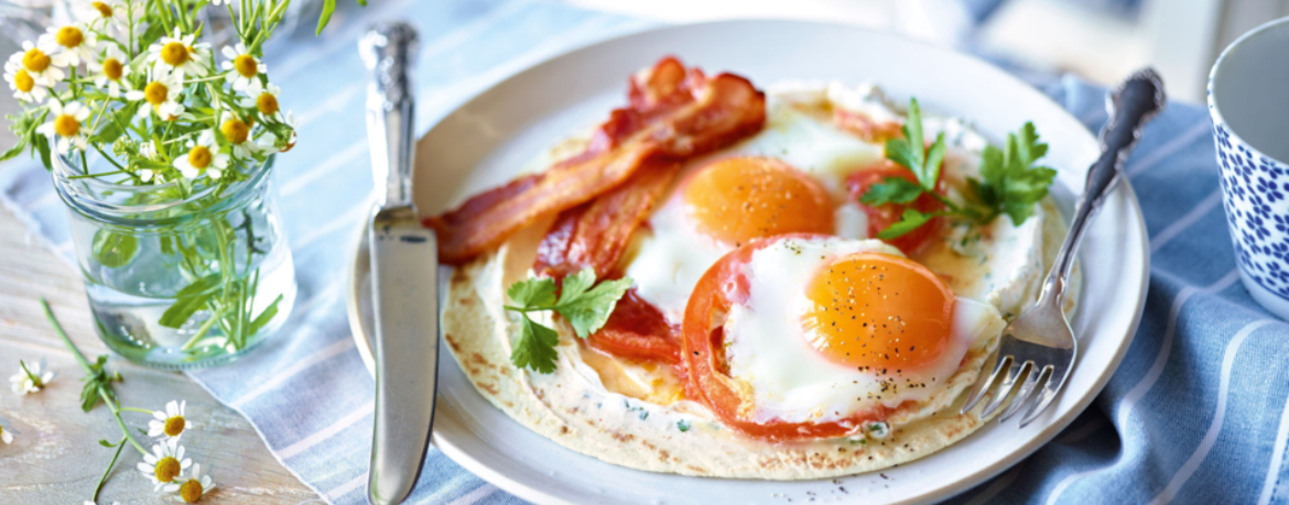 Frühstücks Wraps mit Tomaten, Spiegelei und Bacon für 4 Personen von lidl-kochen.de