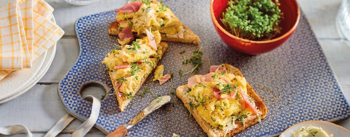 Rührei-Sandwich mit Schinken und Kresse-Butter für 4 Personen von lidl-kochen.de