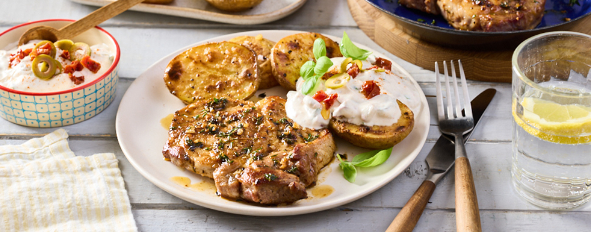 Gegrillter Schweinenacken mit Kartoffeln und Quark für 4 Personen von lidl-kochen.de