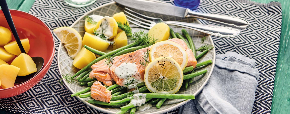 Lachsfilets mit Bohnen, Kartoffeln und Dillsauce für 4 Personen von lidl-kochen.de