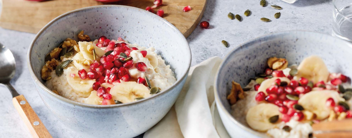 Porridge mit Granatapfel und Banane für 4 Personen von lidl-kochen.de