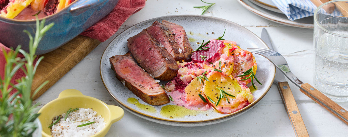 Rinderfilet mit Karotten und Kartoffelgratin für 4 Personen von lidl-kochen.de