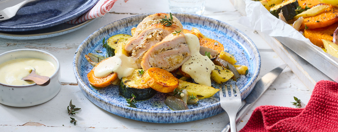 Puteninvoltini mit Ofengemüse und Senfdip für 4 Personen von lidl-kochen.de