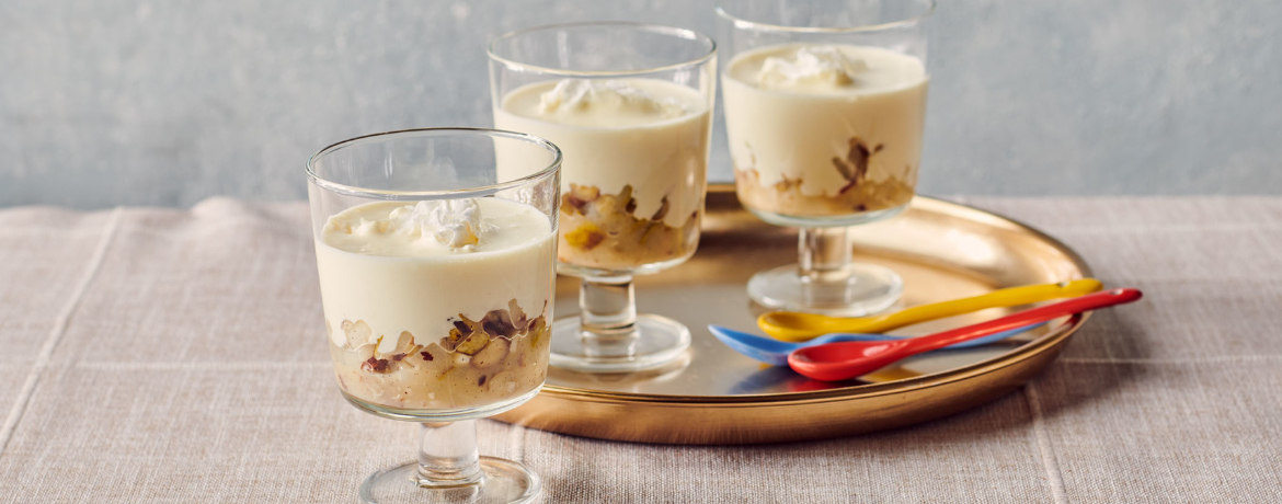 Thymian-Mascarpone-Creme mit Birnen-Haselnuss-Chutney und geeister Birne für 4 Personen von lidl-kochen.de