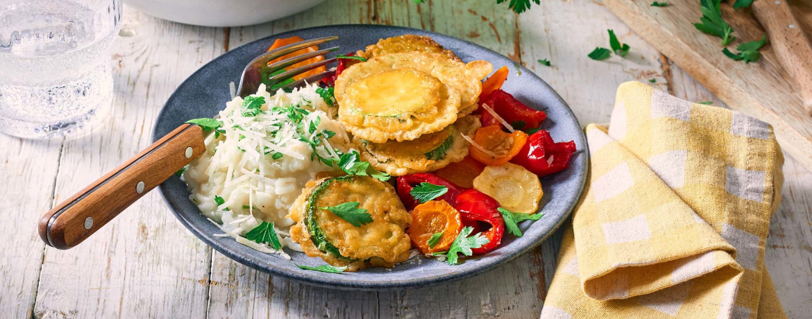 Buntes Risotto mit Ofengemüse und Zucchini-Piccata-Milanese für 4 Personen von lidl-kochen.de