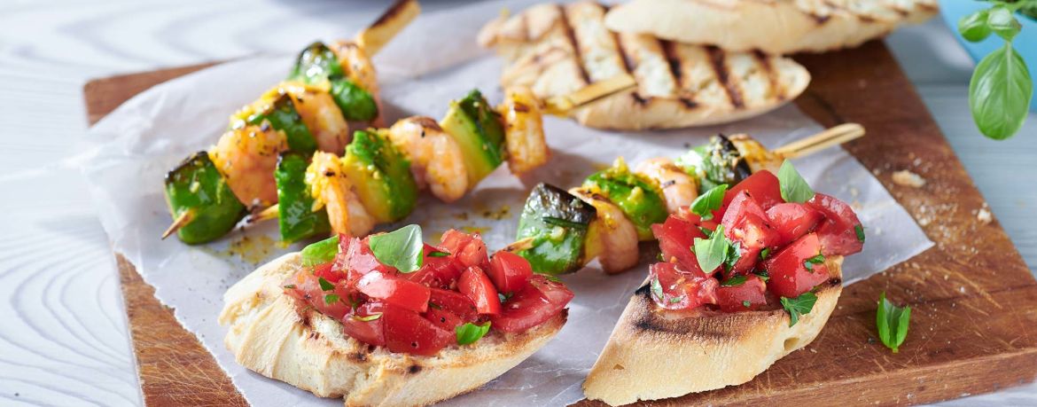 Avocado-Garnelen-Spieße mit Bruschetta für 4 Personen von lidl-kochen.de