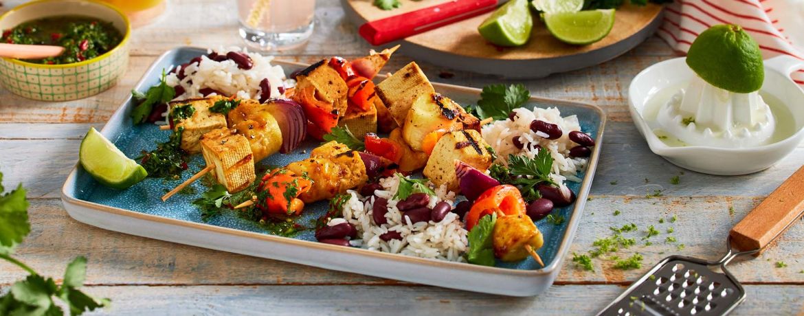 Tofu-Spieße mit Bananen an Gallo Pinto für 4 Personen von lidl-kochen.de