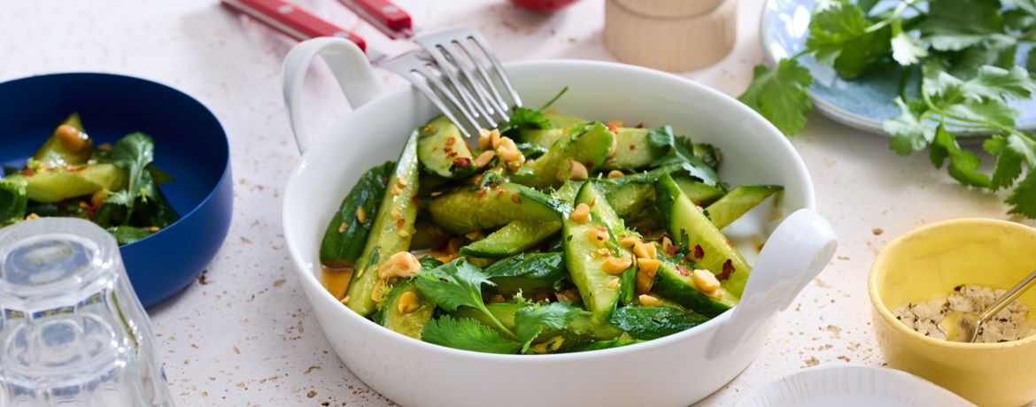 Schneller Gurkensalat mit gerösteten Erdnüssen und Koriander für 4 Personen von lidl-kochen.de