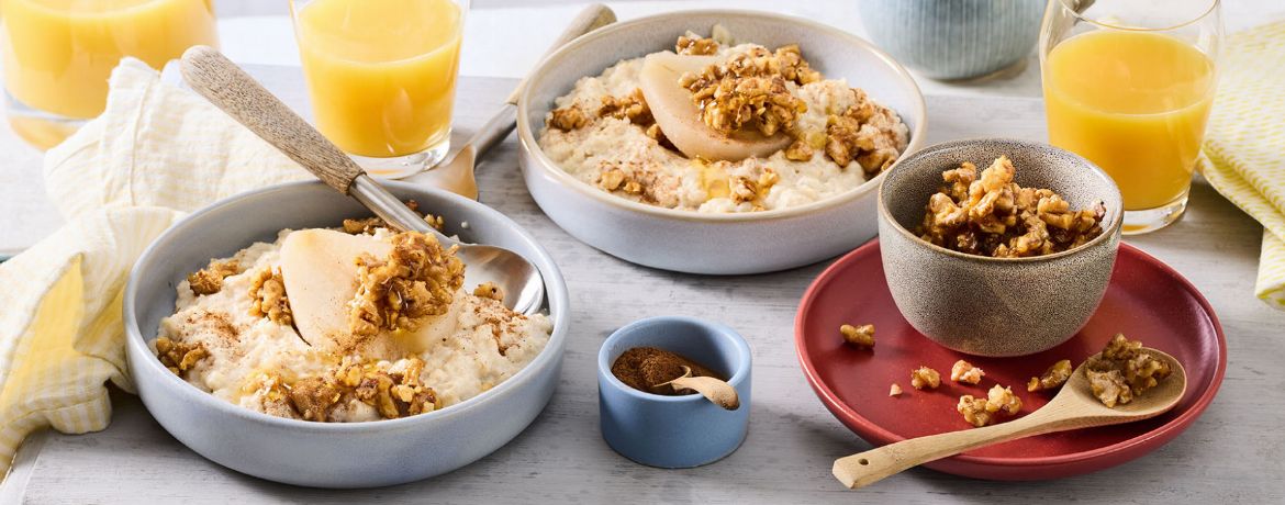 Porridge mit Birne und karamellisierten Walnüssen für 4 Personen von lidl-kochen.de