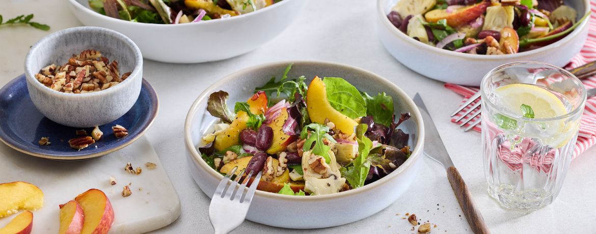 Sommersalat mit Bohnen und Pfirsichen für 4 Personen von lidl-kochen.de