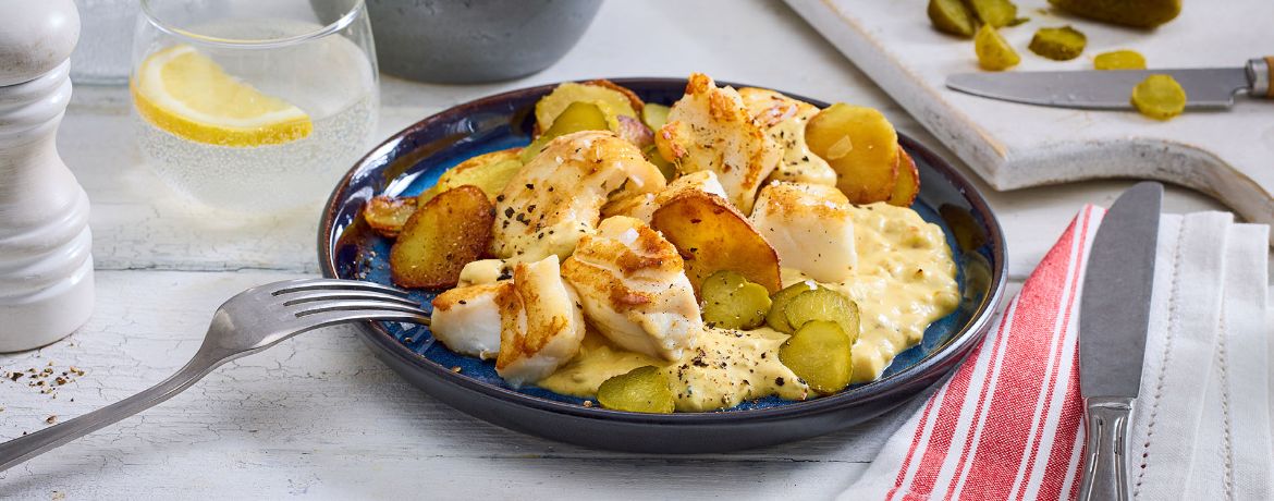 Hamburger Pannfisch - Kabeljau mit Bratkartoffeln und Senfsoße für 4 Personen von lidl-kochen.de