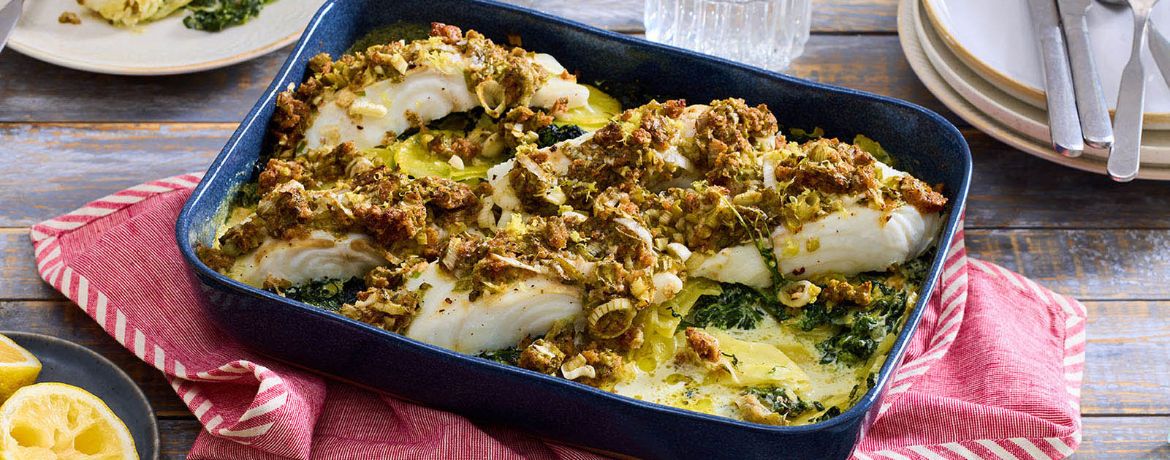 Kabeljau mit Zitronenkruste auf Kartoffel-Gratin mit Spinat für 4 Personen von lidl-kochen.de