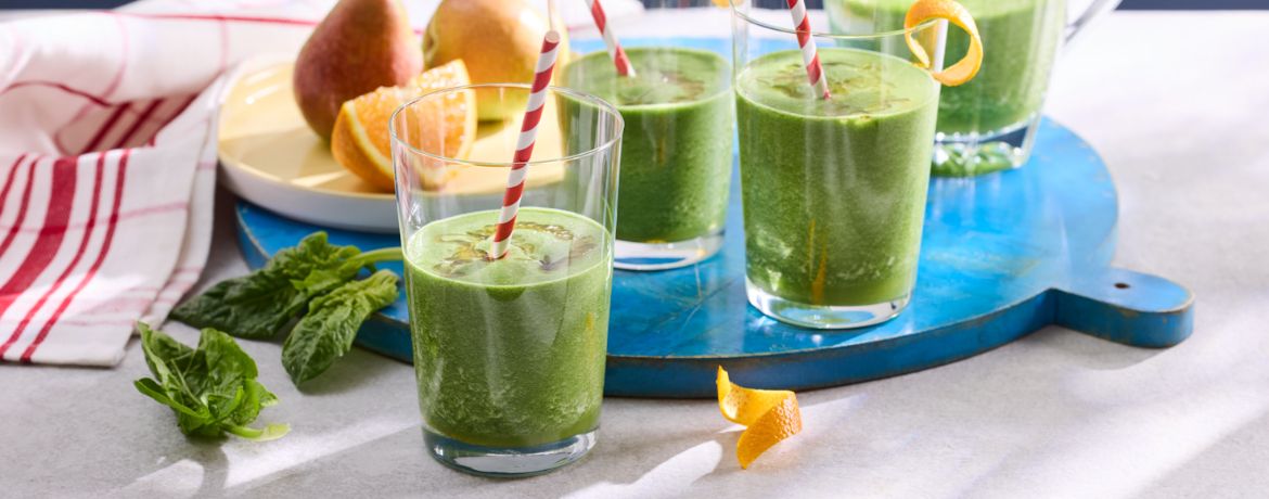 Spinat-Kokos-Smoothie mit Birne und Orange für 4 Personen von lidl-kochen.de