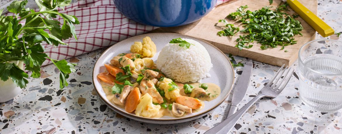 Hähnchen-Gemüse-Topf mit Reis für 4 Personen von lidl-kochen.de
