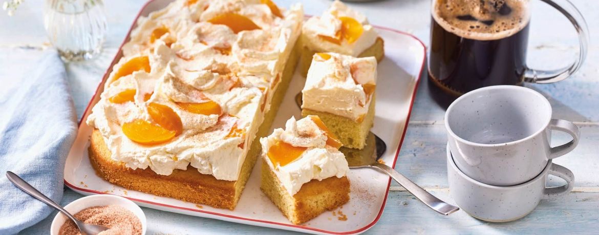 Pfirsich-Schmand-Kuchen mit Orangenlimonade für 16 Personen von lidl-kochen.de