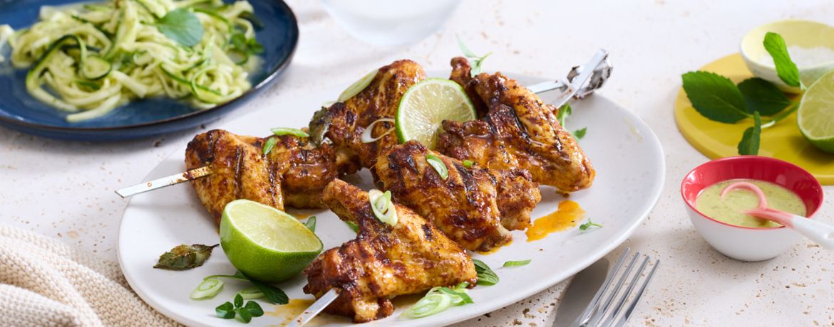 Hähnchen Spieße vom Grill mit Zoodles und Minzsauce für 4 Personen von lidl-kochen.de