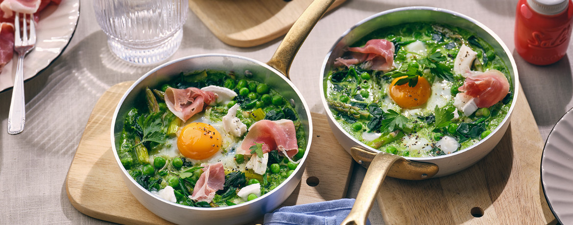 Grünes Shakshuka mit Serranoschinken und Spargel für 4 Personen von lidl-kochen.de