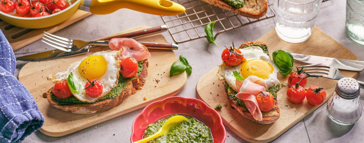 Pesto-Eggs auf geröstetem Brot für 1 Personen von lidl-kochen.de