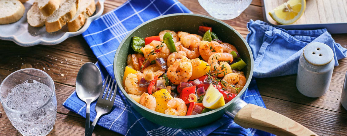 Garnelen mit Paprikagemüse aus der Heißluftfritteuse für 4 Personen von lidl-kochen.de