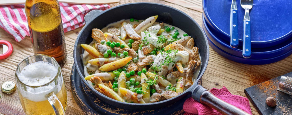 Schnelle Schupfnudel-Pfanne mit Putengeschnetzeltem für 4 Personen von lidl-kochen.de