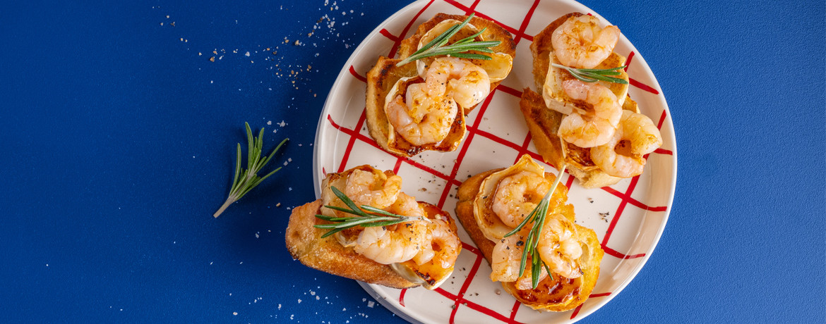 Garnelen-Crostini mit Ziegenkäse und Rosmarin für 16 Personen von lidl-kochen.de
