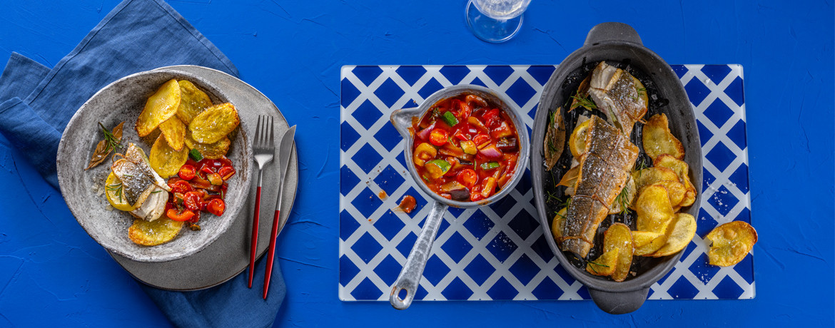 Gebratener Zitronen-Wolfsbarsch mit Ratatouille-Gemüse für 4 Personen von lidl-kochen.de