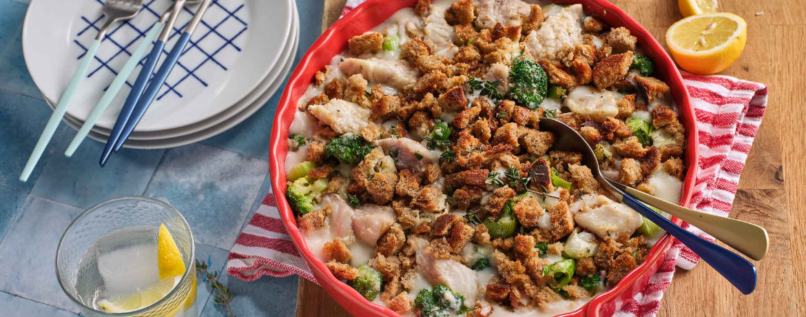 Brokkoli-Fisch-Gratin mit Lauch und Thymian für 4 Personen von lidl-kochen.de
