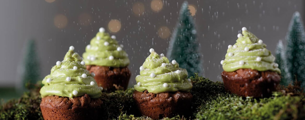 Tannenbaum-Cupcakes – Apfel-Zimt-Muffins mit grüner Creme-image