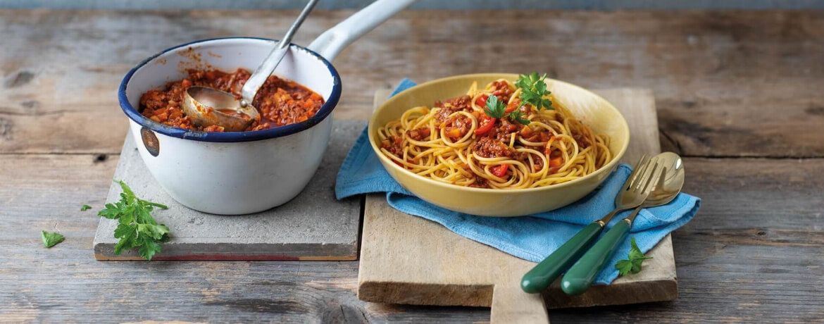 Vegane Spaghetti Bolognese mit Next Level Hackfleisch