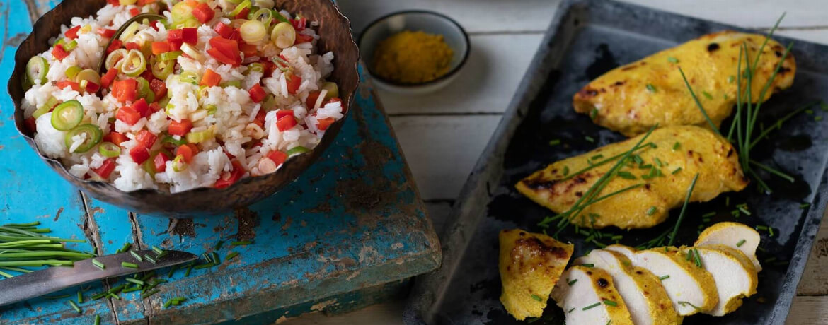 Gegrilltes Curryhuhn mit Paprikareis - Rezept | LIDL Kochen