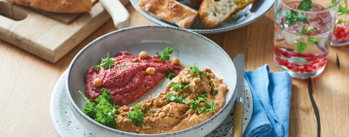 Rote-Bete-Hummus mit Fladenbrot - Rezept | LIDL Kochen