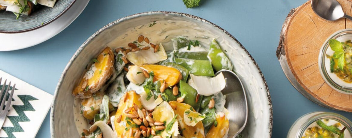 Röstkartoffel-Bowl mit Bohnen und Chicorée