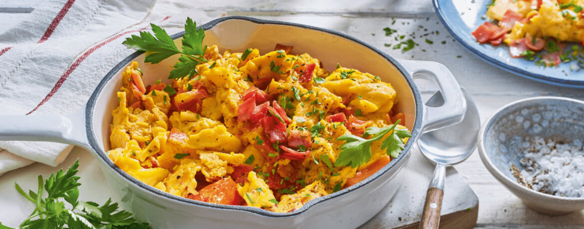 [Schnell &amp; einfach] Rührei mit Schinken und Tomaten | LIDL Kochen