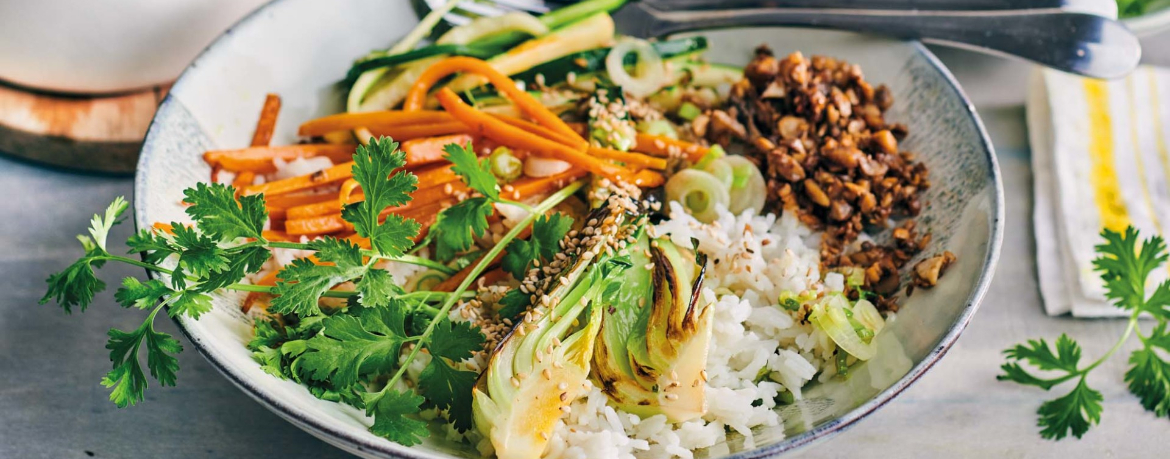 Bibimbab mit Pilz-Hack und buntem Gemüse für 4 Personen von lidl-kochen.de