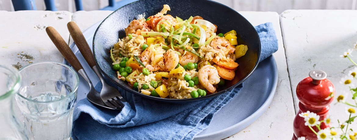 Gebratener Gemüse-Reis mit Garnelen - Rezept | LIDL Kochen