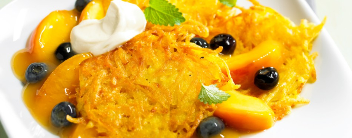 Reibekuchen mit Pfirsich &amp; Creme - Rezept | LIDL Kochen