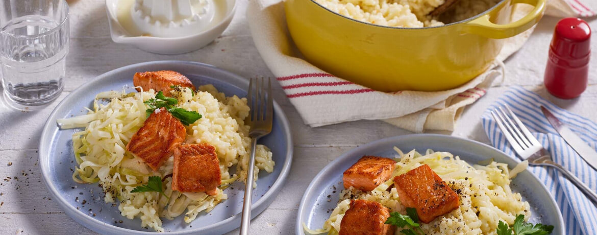 Risotto mit Zitronen-Weißkohl und Lachs für 4 Personen von lidl-kochen.de