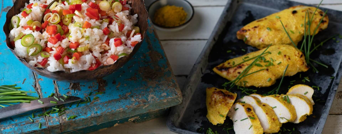 Gegrilltes Curryhuhn mit Paprikareis für 4 Personen von lidl-kochen.de